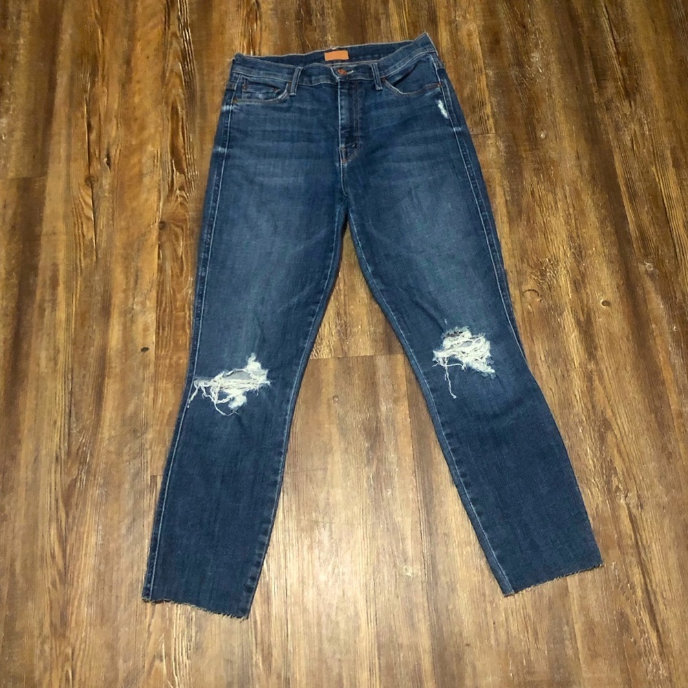 Mother The Vamp Fray Jeans Women's 27 Distressed Denim in Crazy like a Fox Wash